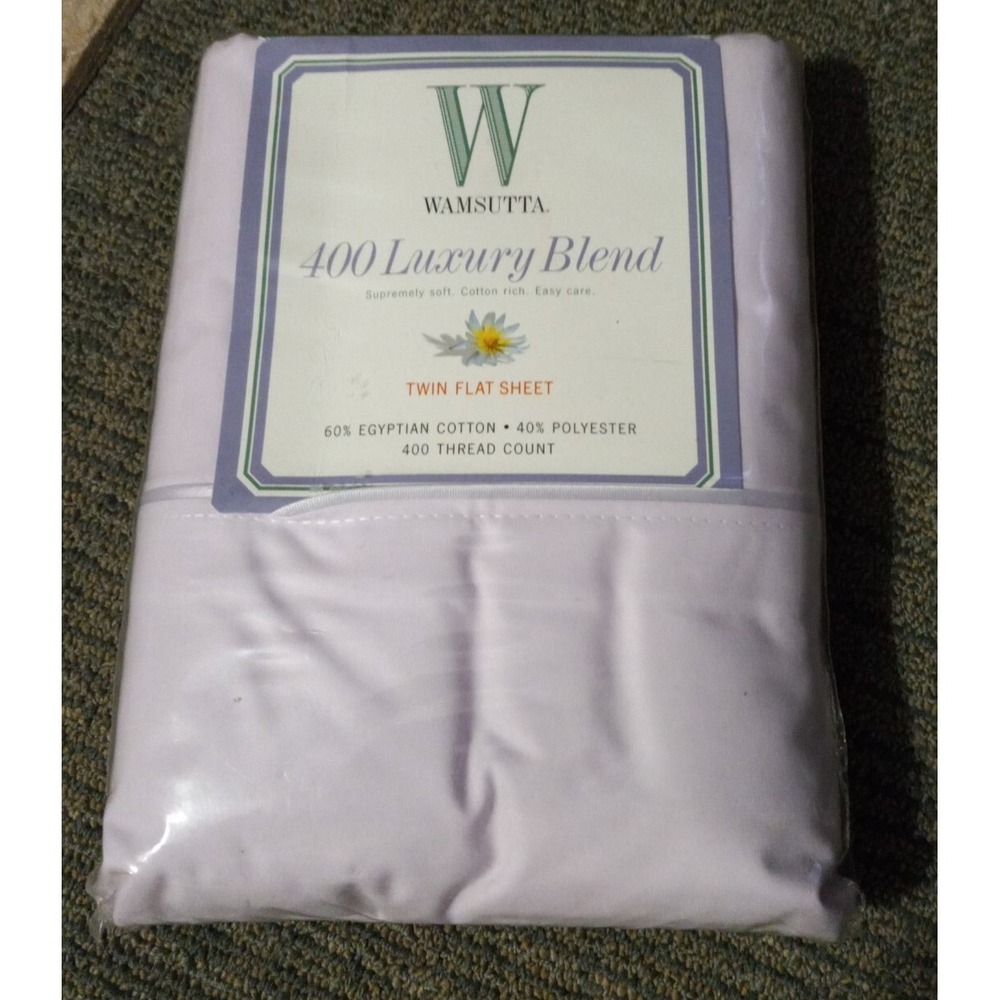 New Twin Flat Sheet  Purple Wamsutta Egyptian Cotton Blend Lilac Luxury 400‎
